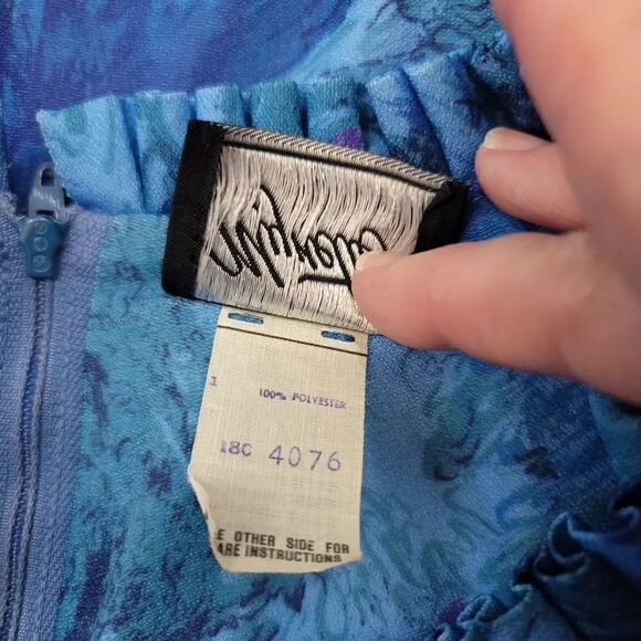 Vintage 50s 60s Mynette Marbled A-line Knee Length Dress with Tie Belt Size 18 - Picture 8 of 10